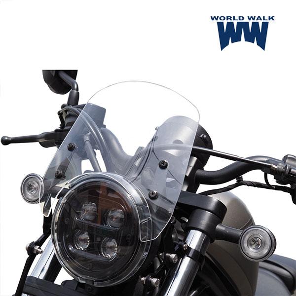 WW製/ワールドウォーク ws-51-1ss レブル250/500用フォークマウントスクリーン ショート スモーク ロゴマーク ツーリング コンパクトの画像