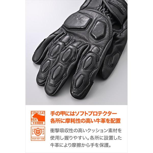 DAYTONA（デイトナ） ライアードレザーグローブ DG-026 ブラック L
