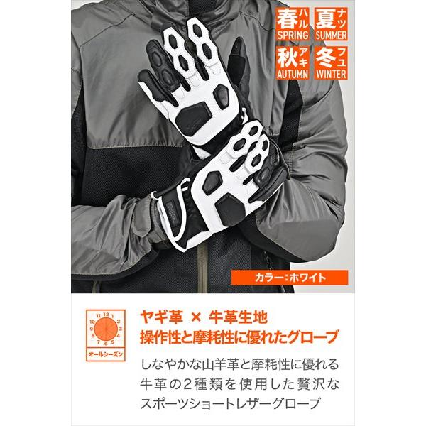 DAYTONA（デイトナ） ライアードレザーグローブ DG-026 ホワイト L