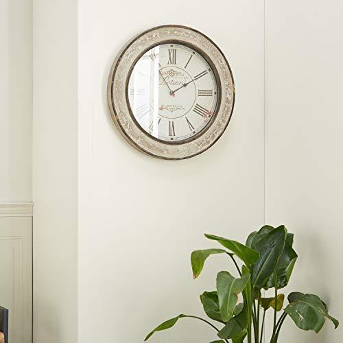 定番  限定価格Deco 79 24"送料無料 Clock, Wall Wood 53818 掛け時計、壁掛け時計