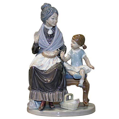 【驚きの値段で】 "A Lladro Visit Finish送料無料 Glazed Retired #01005305 Figurine Collectible Granny" with オブジェ、置き物