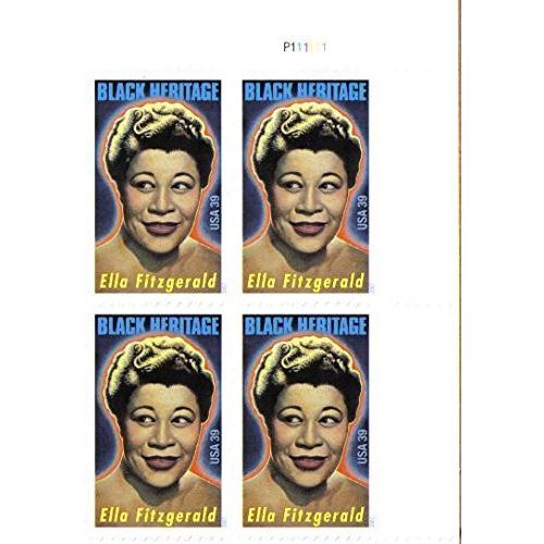 超歓迎  限定価格2007 ELLA FITZGERALD ~ BLACK HERITAGE SINGER #4120 Plate Block of 4 x 39 US Postage Stamps 外国