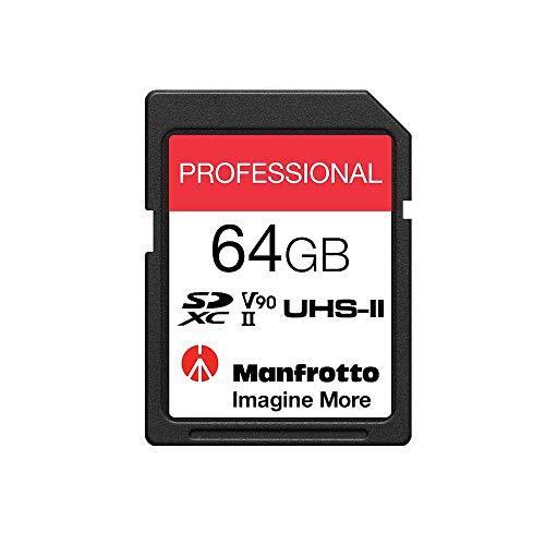 限定価格Manfrotto 64GB SD Professional Memory Card, UHS-II, V90, U3 280 MB/s Read, 250MB/s Write, Memory Card for Digital Reflex Cameras