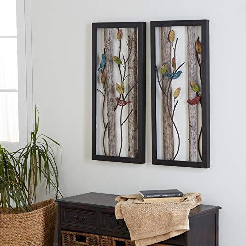 流通正規品 新品deco 79 Large Rectangular Red And Blue Birds On Branches Wood And Metal Wall D Cor Eclectic Wall Art Bird D Cor Bird Sculpt 人気 Mkt Emphatica Com Br