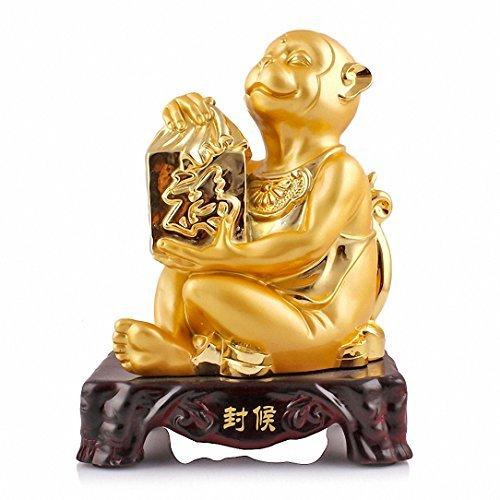 オープニング 大放出セール Large Statue送料無料 Decor Table Figurines Collectible Resin Golden Monkey Zodiac Chinese Size オブジェ、置き物