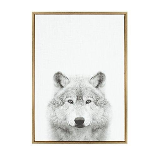 競売 and 限定価格Kate Laurel 23x33送料無 Gold Tai, Te Simon by Art Wall Canvas Framed Portrait White and Black Print Animal Wolf Sylvie - ポスター