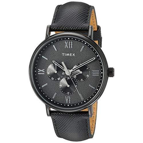 贈り物 41mm Southview TW2T35200 Men's 限定価格Timex Multifunction Watch送料無料 Strap Leather Blackout 腕時計