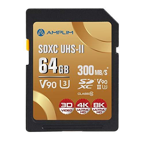 限定価格Amplim 64GB V90 UHS-II SD SDXC Card 300MB S ネットワーク全体の最低価格に挑戦 2000X Read Memor Secure Speed Digital 【ネット限定】 Performance U3 Extreme Lightning Write