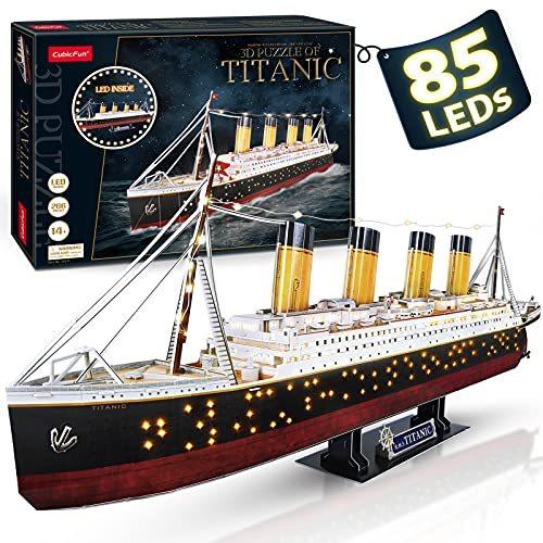 限定価格CubicFun LED 3D Puzzle Titanic Ship 3D Puzzles for Adults RMS Toys Model Kits 34.6'', Difficult Watercraft Jigsaw Family Puzzle