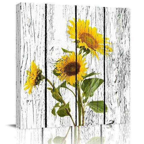 値段が激安 Oil Grain Wood Vintage on Floral Sunflower Rustic Decor Wall Painting Art Wall Canvas 限定価格Krisyeol Painting Roo Living Home for Hang 日本画