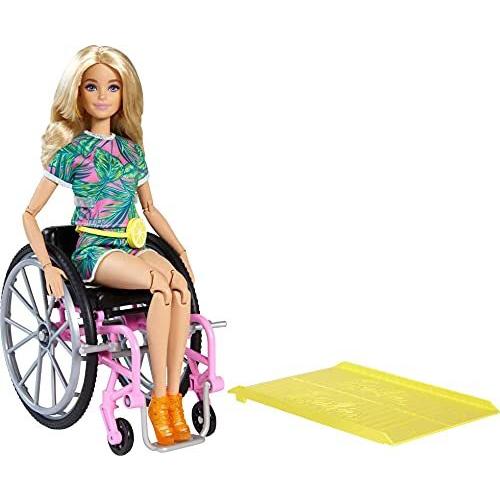 最新コレックション Hair Blonde Long & Wheelchair with #165, Doll Fashionistas Barbie Wearing t 3 Kids for Toy Pack, Fanny Lemon & Shoes Orange Romper, Tropical 着せかえ人形