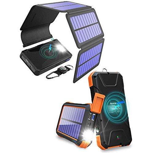 限定価格20,000mAh PD Fast Solar Phone Charger-Orange Plus 20,000mAh Wireless Solar Charger with Detachable Panels-Black 太陽光発電、ソーラーパネル