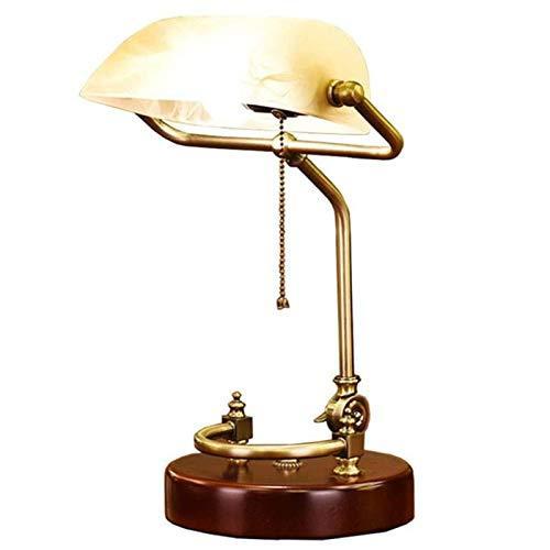 新版 Reading Table 新品LED Lamp, Offic Home Gift for Switch Line Pull and Shade Glass White with Lamp Reading Desk Banker's Antique Traditional デスクライト