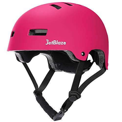 JetBlaze Skateboard Helmet, Skate Helmet, Bike Helmet, Climbing Helmet, Cycling Helmet, Multi-Sport Helmet for Kids, Youth, Women, Men (Pink ヘルメット