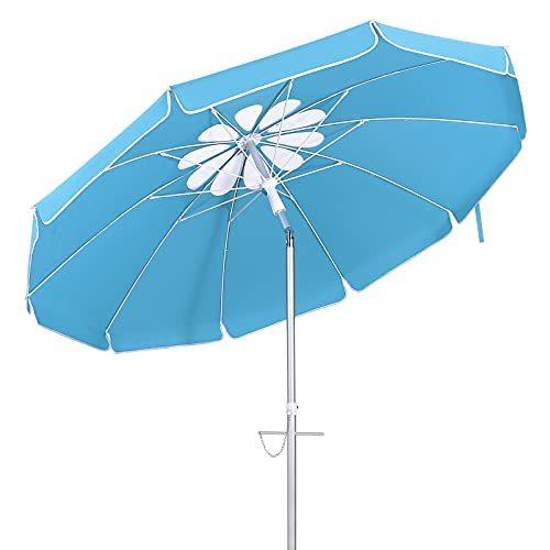優先配送 Outdoor Umbrella Patio Beach 6.5FT 新品CLISPEED UV Patio for Bag Carry Pole Aluminum Tilt Achor Sand with Umbrella Sunshade Protection 50+ ビーチパラソル