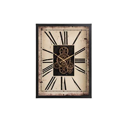 最大80％オフ！ Tempered with Clock Gear Rectangle Vintage Clock, Wall Vintage H 23.75" 限定価格Glitzhome Glass Of or Livingroom for Clock Numeral Roman 掛け時計、壁掛け時計