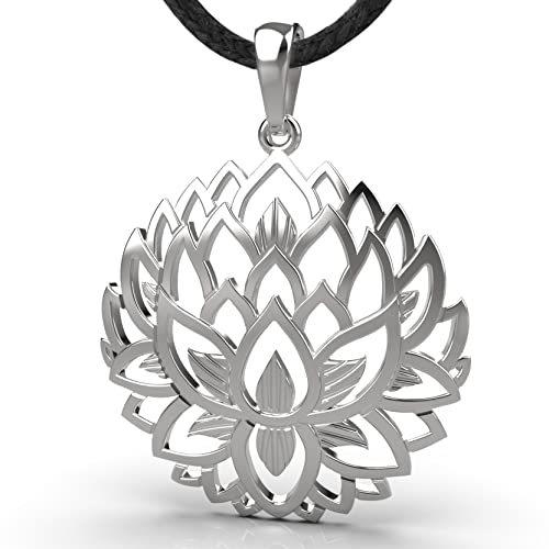 お気に入りの 蓮の花 ネックレス 925スターリングシルバー ペンダント 仏教シンボル 大きなナマステチャーム ス ネックレス ペンダント Oroagri Eu