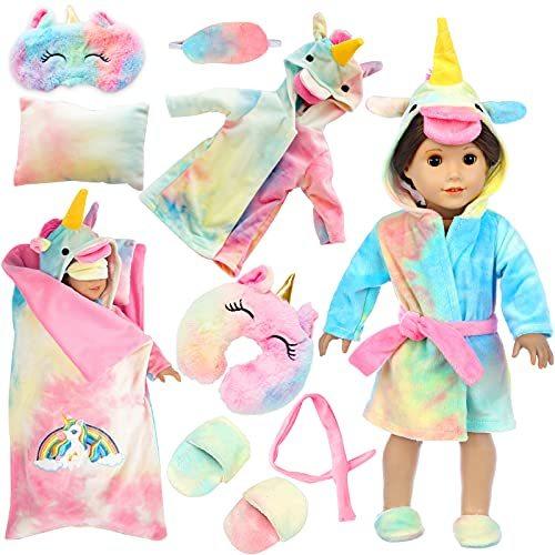 大きい割引 Doll and Clothes Doll inch 18 限定価格XFEYUE Sleeping Ey Pillow, Bag, Sleeping Style Unicorn with Costume Doll Unicorn Rainbow - Set Bag その他人形