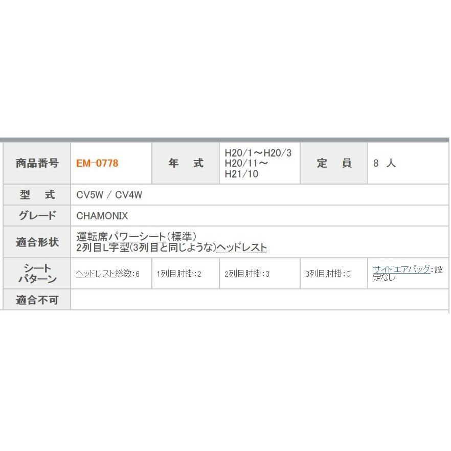 デリカD5 シートカバー CV5W CV4W クラッツィオ ベーシックシリーズ クラッツィオ ジュニア Jr EM-0778 シート 内装｜horidashimono｜03