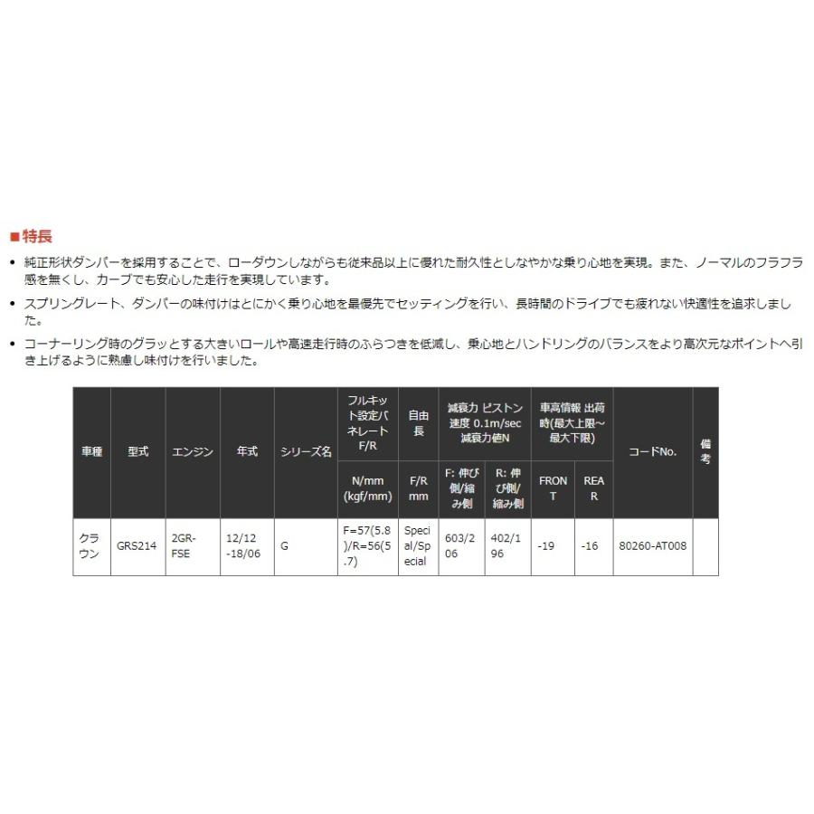 エッチケーエス クラウン GRS214 サスペンションキット 80260-AT008 HKS HIPERMAX G ハイパーマックスGの画像