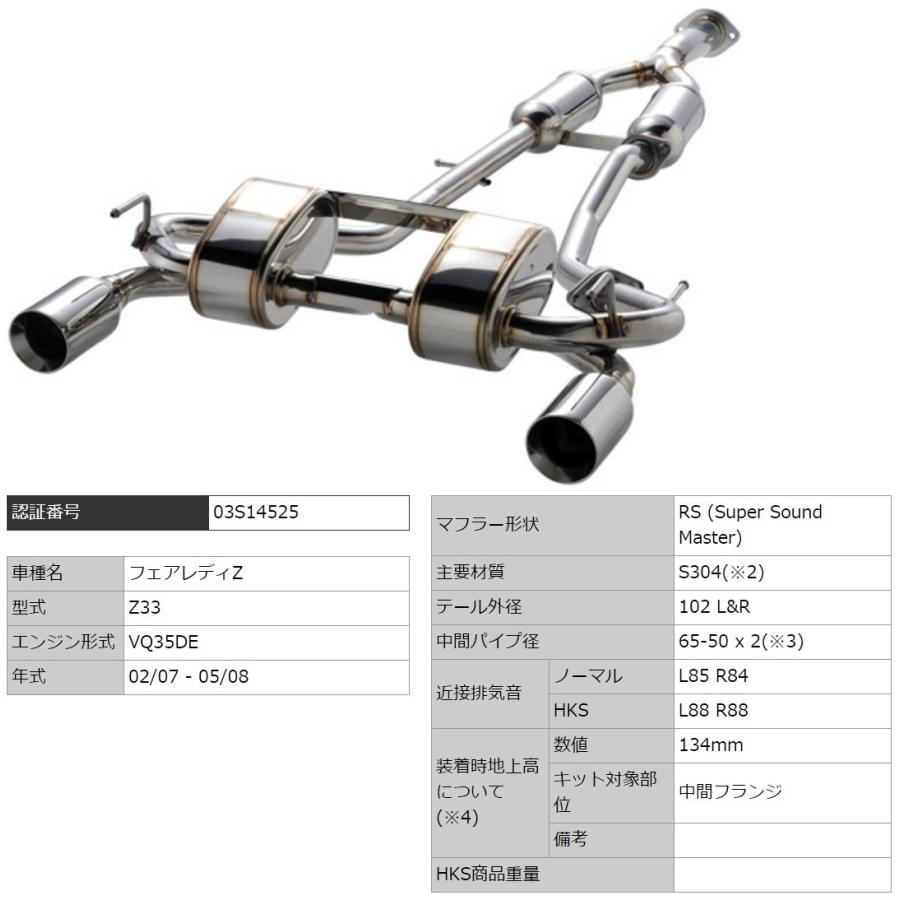 HKS フェアレディZ CBA-Z33 マフラー RS 32023-AN001 Super