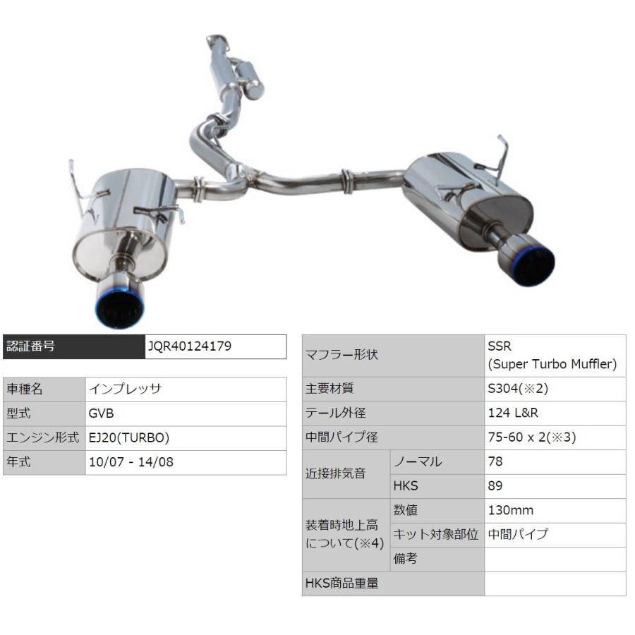 HKS（エッチケーエス） インプレッサ CBA-GVB マフラー SSR 31029 