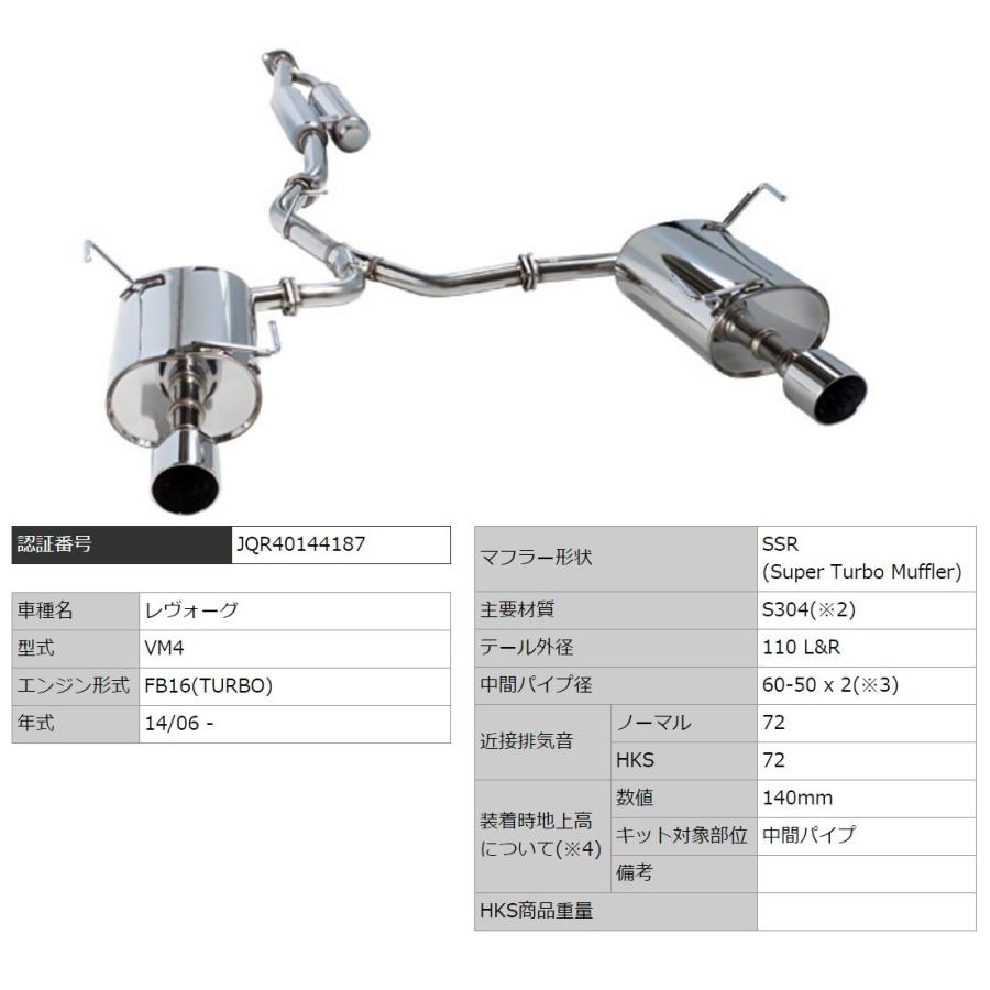 HKS（エッチケーエス） レヴォーグ DBA-VM4 マフラー SSR 31029-AF010