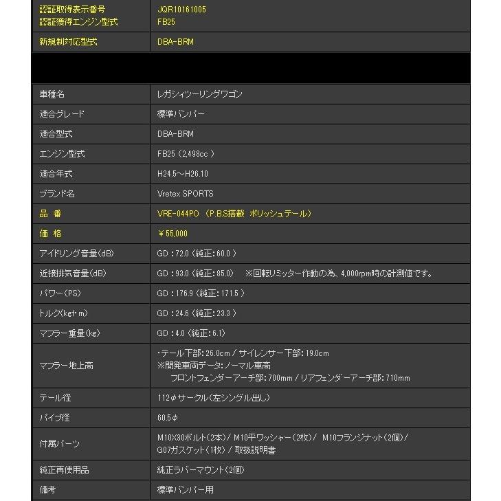 GANADOR（ガナドール） レガシィ レガシー レガシイ DBA-BRM マフラー