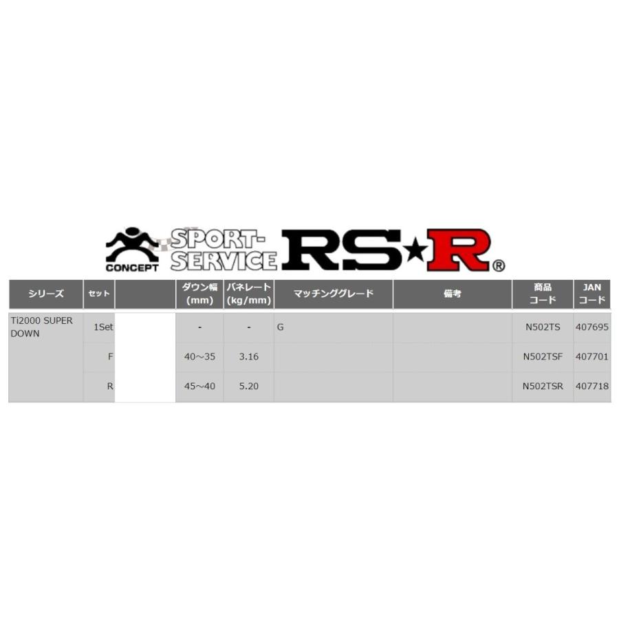 RSR リーフ ZE1 ダウンサス スプリング 1台分 N502TS RS-R Ti2000