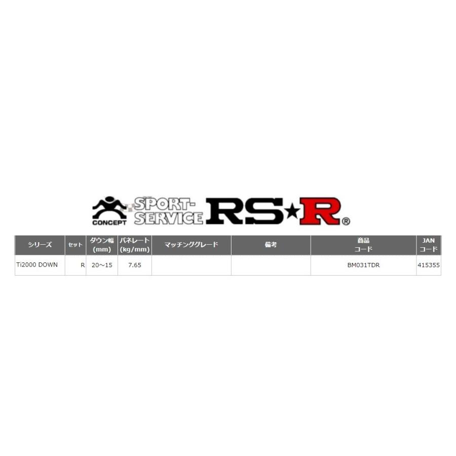 RS-R BMW 3シリーズ G20 5F20 320i ダウンサス スプリング リア
