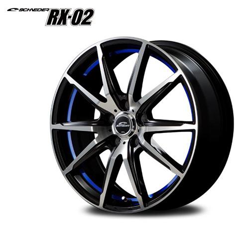 MID SCHNEIDER RX-02 ホイール 12インチ 4H100 3.50B+42 4本 4穴 ブラックポリッシュ/アンダーカットブルー シュナイダー マルカ