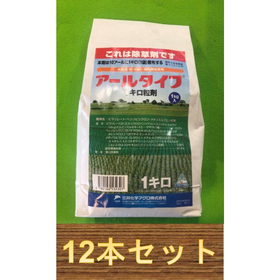 アールタイプ1キロ粒剤 1kg 12本セット 12反(12，000平米、3，600坪)分 水稲用一発除草剤
