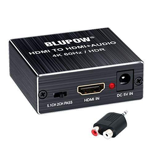 BLUPOW 【最安値挑戦！】 4K60Hz HDMI2.0音声分離器 光デジタル 3.5mmステレオ音声出力 一部予約販売 音声分配器 デジタルオーディオ サウンド分離