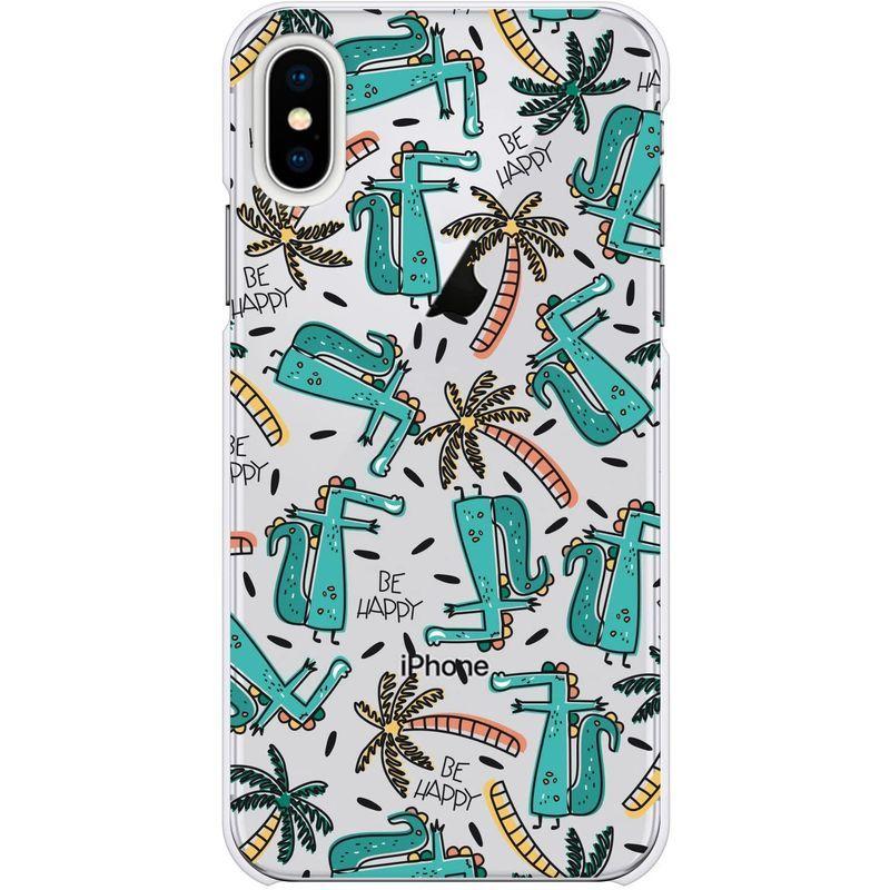Ruuu Iphone Xr ハード ケース スマートフォン スマホ カバー クリア 柄入り イラスト ワニ 椰子の木 アロハ Aloha 新作入荷
