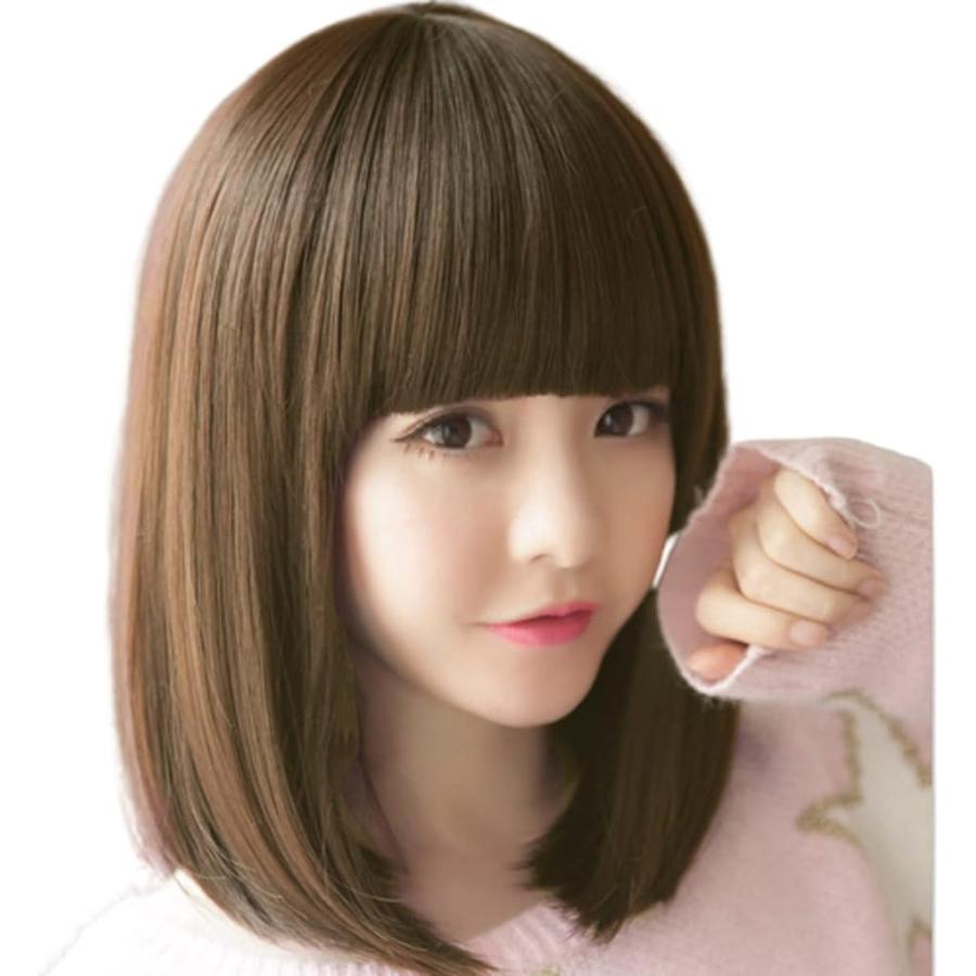 ウィッグ ボブ フルウィッグ かつら ストレート ショート レディース 普段使い ネット付き (ライトブラウン)