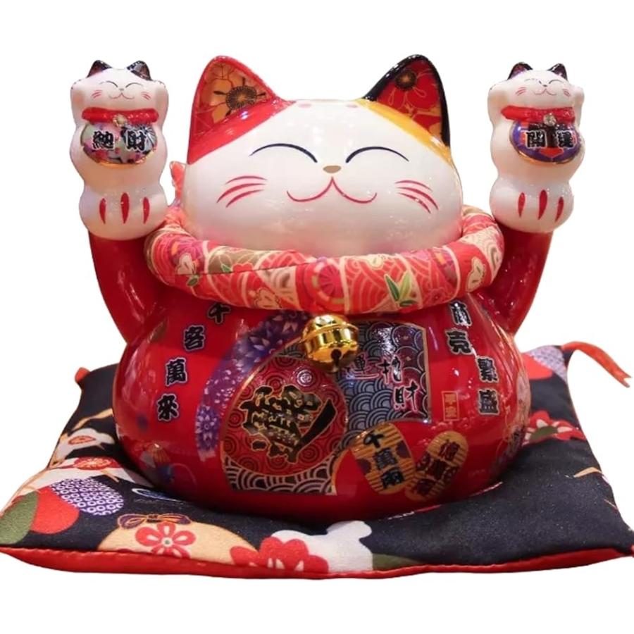 招き猫 貯金箱 置き物 金運 商売繁盛 開店祝い インテリア オブジェ 紅白 招 宝