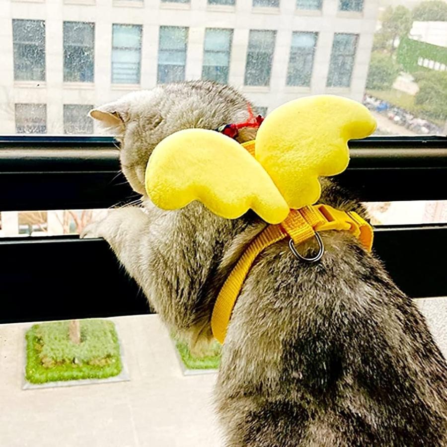 ペット ハーネス リード 天使の羽 犬 猫 うさぎ 小型犬 フェレット キャットハーネス 小動物 インスタ映え お出掛け 黄色m M スピード発送 ホリック Paypayモール店 通販 Paypayモール