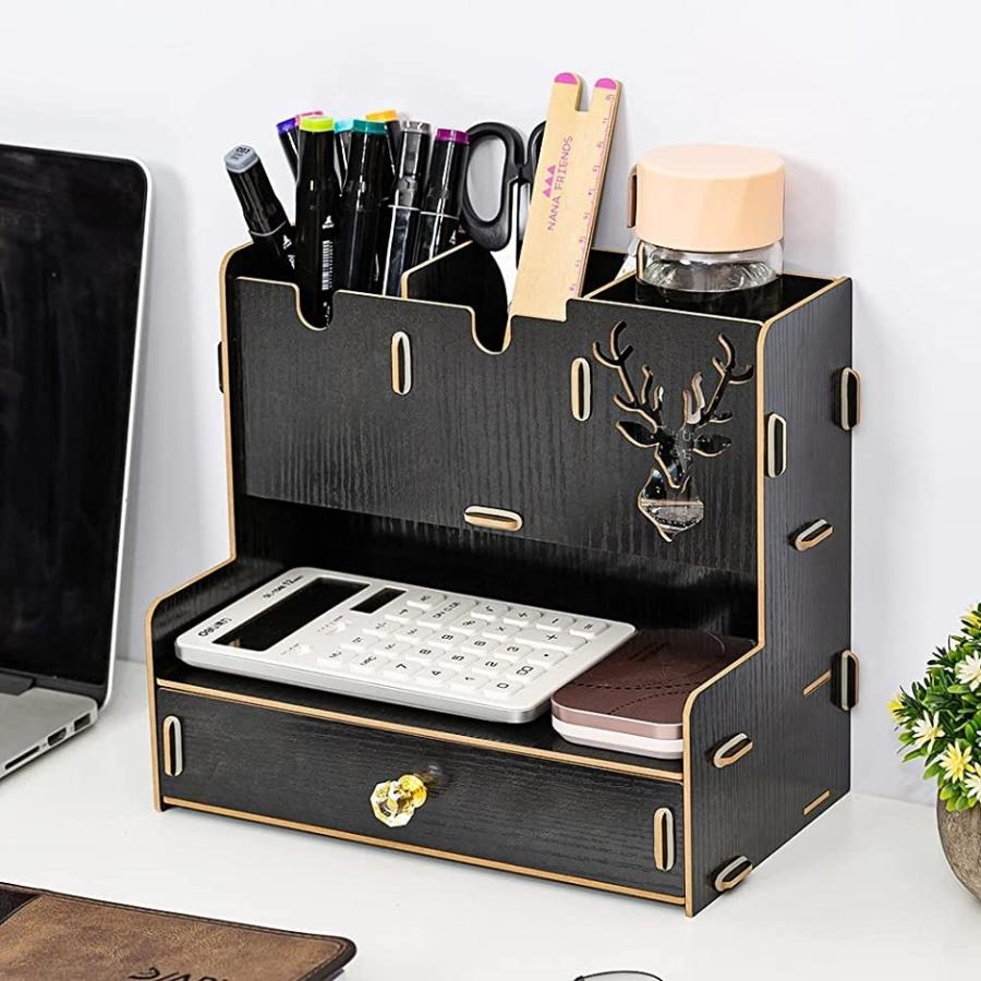 デスクオーガナイザー ペン立て ペンスタンド 卓上収納 小物入れ おしゃれ ブラウン スピード発送 ホリック Paypayモール店 通販 Paypayモール