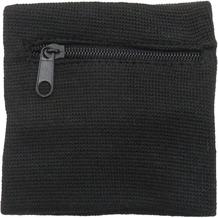 ポケット付き リストバンド ランニング ウォーキング ジム コイン カード 鍵 小銭 収納 ポーチ 黒 ブラック Pasifikagro