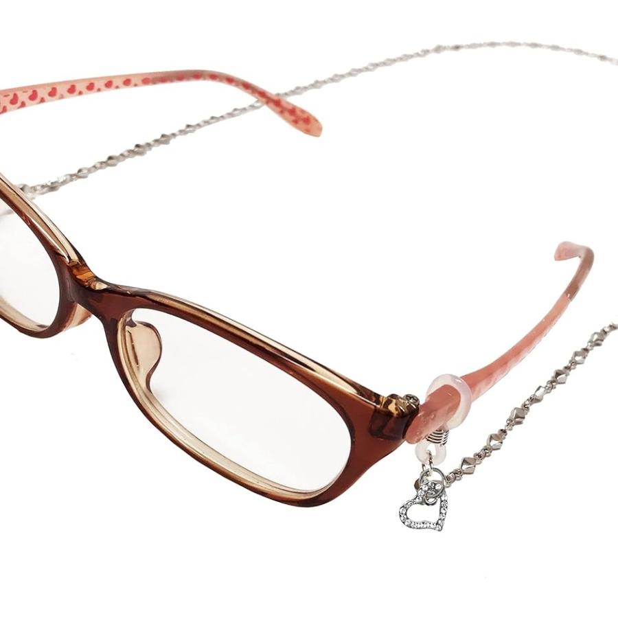 正規代理店 メガネチェーン 落下防止 メガネホルダー メガネストラップ サングラス アクセサリー チャーム付き ハート Free Size