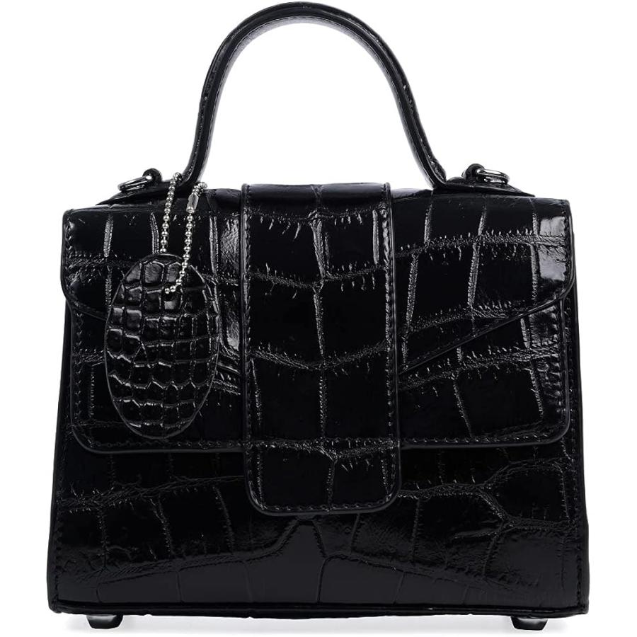 クロコダイル ハンドバッグ MDM (ブラック)