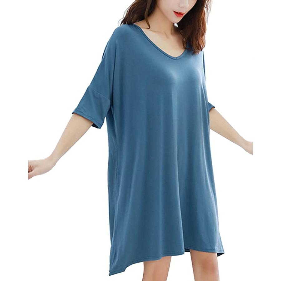 Tシャツワンピース ゆるt マタニティ 体型カバー レディース ルームウェア 部屋着 M 期間限定お試し価格 ブルー 半袖