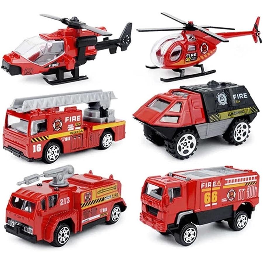 消防車 おもちゃ 6個 ミニカー レスキュー 子供 玩具 知育 緊急車両 新作人気 ミニカー