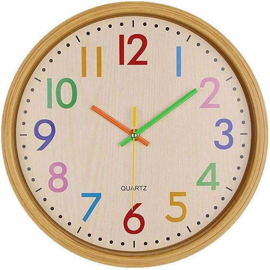 全国宅配無料 掛け時計 おしゃれ 子供 壁掛け時計 アナログ 連続秒針 静音 大数字 見やすい 知育時計 自宅 寝室 教室 装飾 可愛 Mdm イェロー Babylonrooftop Com Au