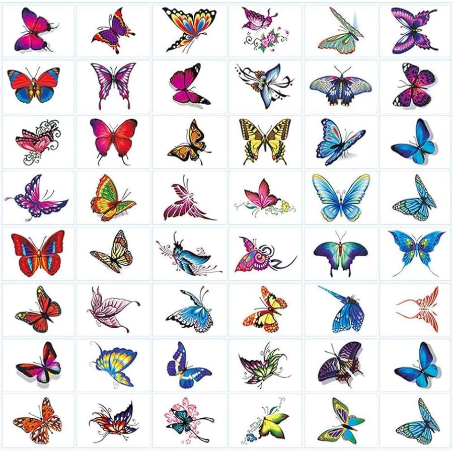 かわいい タトゥーシール 蝶 チョウ 48枚セット 蝶々 浮き上がる 入れ墨 5x7cm 1 580円 Sarozambia Com