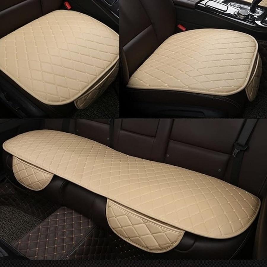 車用 3枚組 カーシート カバー セット Puレザー 前後座 座布団 シートクッション 簡単設置 ベージュ ホリック Paypayモール店 通販 Paypayモール