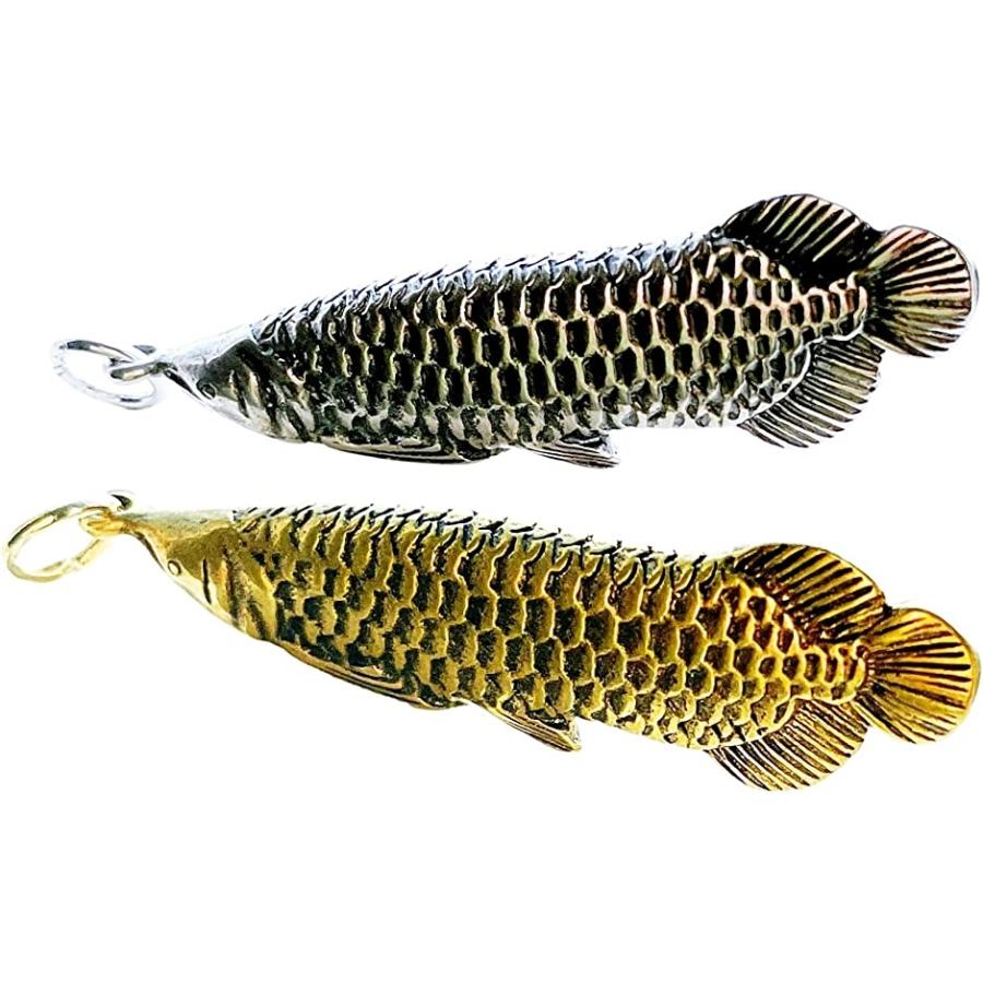 金銀2個 セット アロワナ キーホルダー 熱帯魚 肉食魚 金運 置物 アクセサリー お魚 おさかな 龍魚 真鍮 Brass スピード発送 ホリック Paypayモール店 通販 Paypayモール