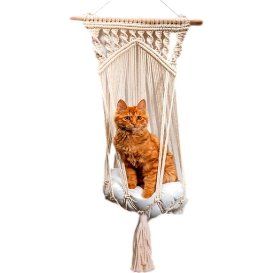 激安大特価！ １着でも送料無料 猫ハンモックベッド 吊り下げ式 壁掛け 大きいサイズ 木製 綿 糸編み マクラメ 25x60cm altimahomes.com altimahomes.com