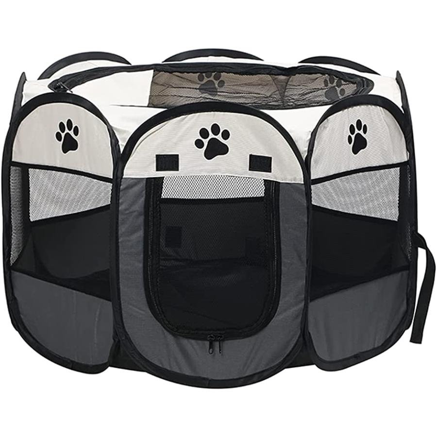 ペットサークル 犬 猫 ケージ ペットテント 折りたたみ 軽量 コンパクト ホワイトxグレー 防災 小型犬 お求めやすく価格改定 アウトドア S 室内犬