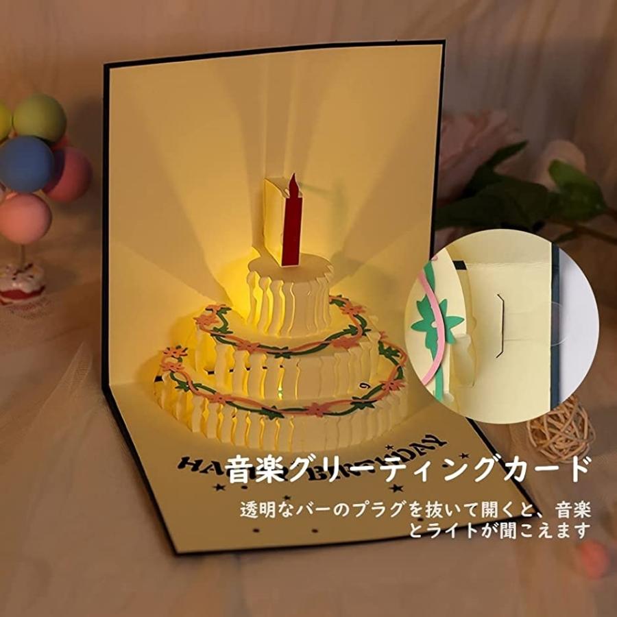 バースデーカード メロディ付き 誕生日カード 立体 3dケーキ 封筒付き グリーティングカード メッセージカード ネイビー ネイビー スピード発送 ホリック Paypayモール店 通販 Paypayモール